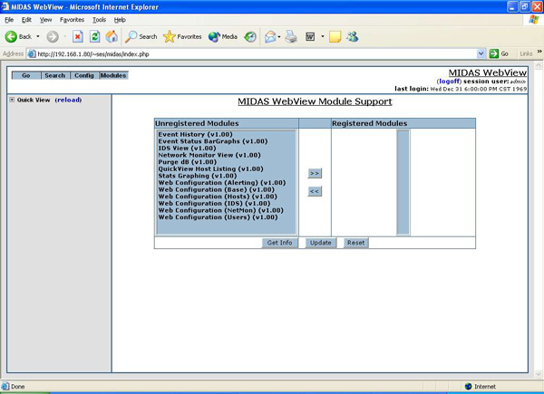 Add/Remove Modules Page